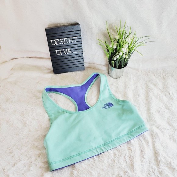 The North Face Womens Sports Bra Green S/ Reversible Racerback Active - Picture 4 of 6